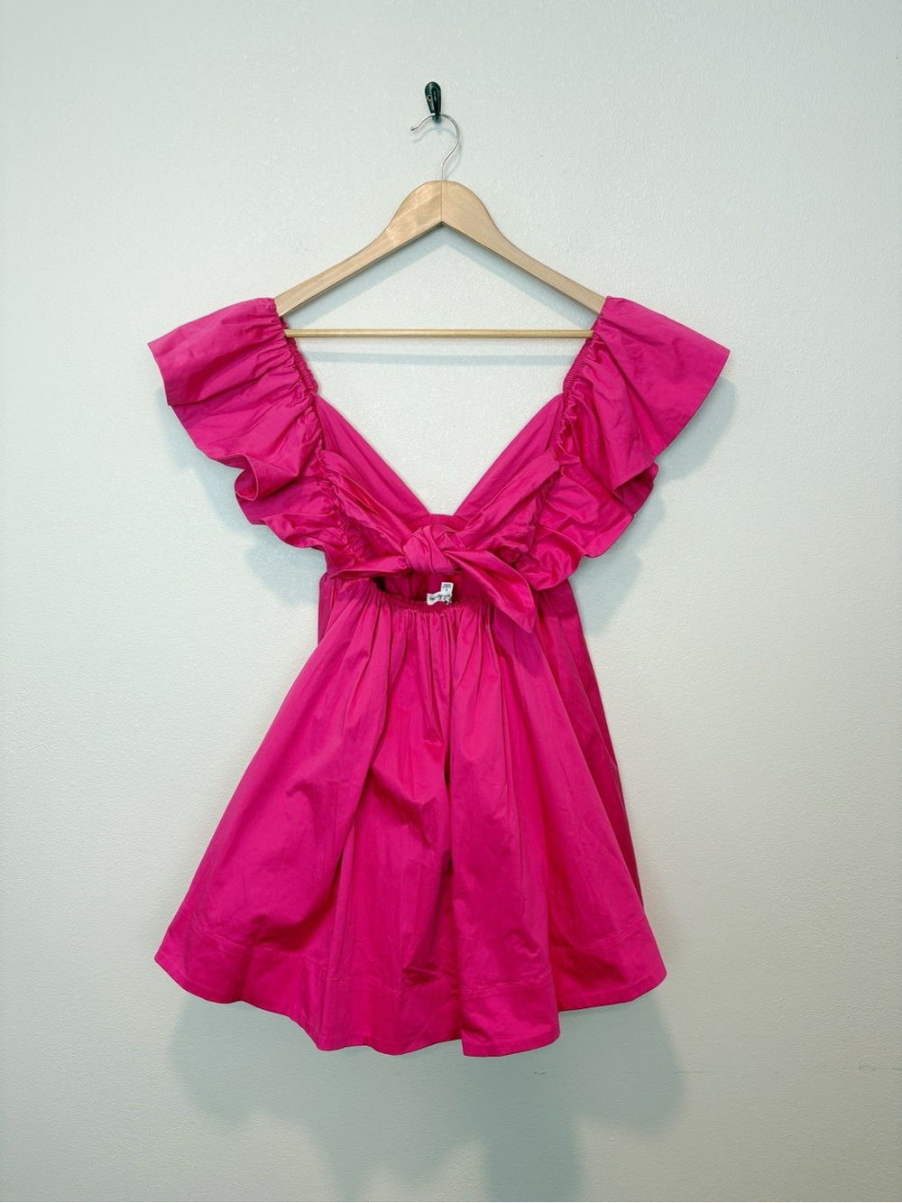 For Love & Lemons Clementine Pink Ruffle Mini‎ Babydoll Dress Tie Back Small - Picture 3 of 8